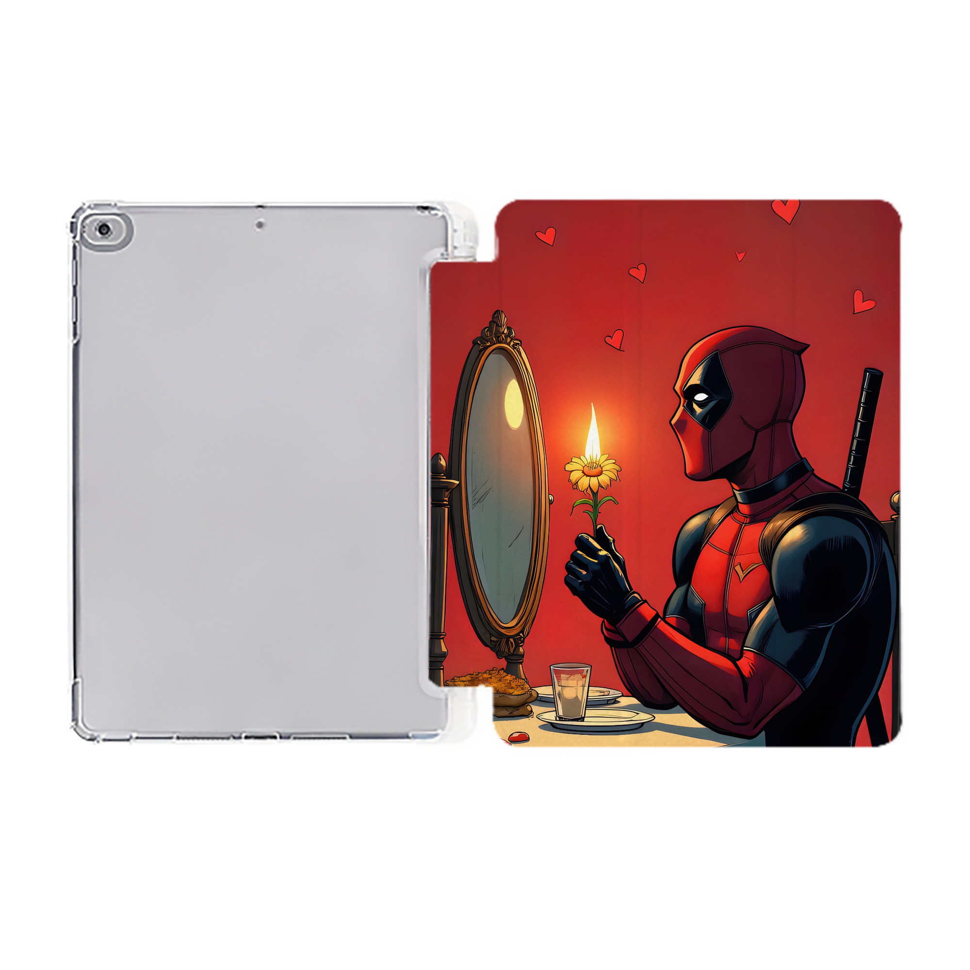 （画像用） Deadpool デッドプール IPad ケース ペン収納付き 三つ折りスタンド PUレザー×シリコン 対応機種9.5/10.5/10.9インチ
